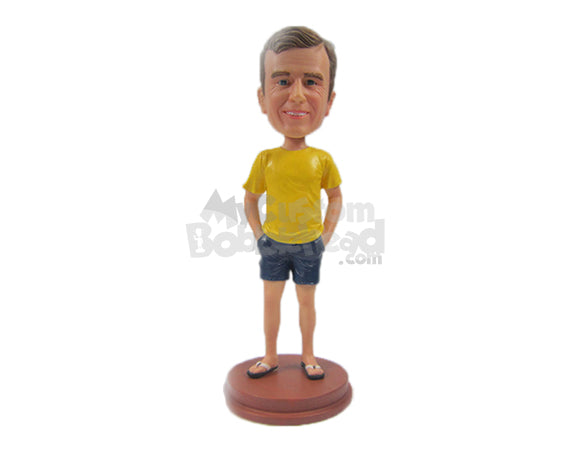 Custom Bobblehead Happy Smart Male In Shorts With Hands In Pocket - Leisure & Casual Casual Males Personalized Bobblehead & Cake Topper Custom Bobblehead Happy Smart Male In Shorts With Hands In Pocket - Leisure & Casual Casual Males Personalized Bobblehead & Cake Topper